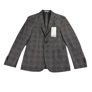 Bar III Mens Slim Fit Knit Plaid Stretch Sport Coat Brown 38S